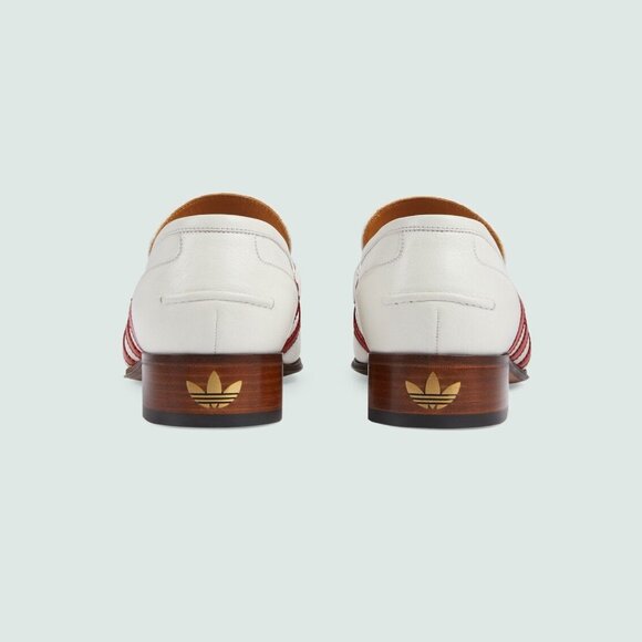 GUCCI SHOES ADIDAS TRIO STRIPE TREFOIL WHITE WEB HORSEBIT LOAFER sz 7.5 8 - Picture 3 of 15